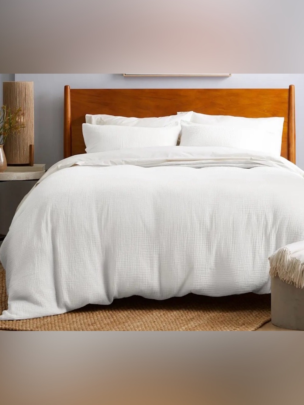 NWT Quince Organic Cotton Airy Gauze 3 Pc Duvet Cover Set, King/Cal King (White)